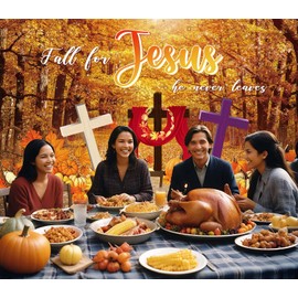 Fall Decor Religious Fall Banner Decorations: Fall for Jesus He Never Leaves Banner Backdrop - Christian Crosses Autumn Decor Fall Backdrop for Photography Church Harvest Party Decor Supplies