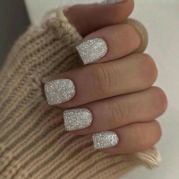 Short Almond Press on Nails with Solid Gel, Sweet Style