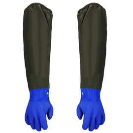 thirei Pond Gloves, Long PU Sandblasting Waterproof Work Gloves, Pond Care Gloves & Work Gloves, Waterproof, 70 cm Fishing Gloves, 1 Pair