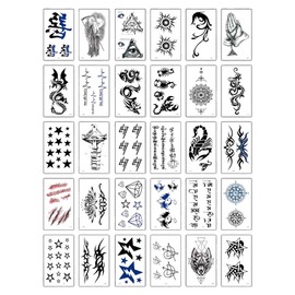 DEVENTORZ 30 Pcs Set of 30 Numbers Star Moon Sun Crown Cross Body Waterproof Long Lasting Sticker Easy to Apply on Arms, Legs, Body, Chest, Shoulder, Back, Tattoo 5.7cm*9.7cm