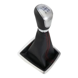 VENAKON Pomo Palanca de Cambios con Funda Compatible con Ford Fiesta Focus 2005-2011, Plástico y Funda de Piel, Moderno, 1 Unidad