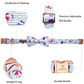 Lionheart Glory Dog Collar, Bowknot Summer Stripe Boy Dog Collar with Bow Tie, Cute Pet Collar, Gift for X-Large Dog