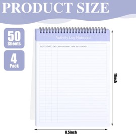 Kisston 4 Pcs Activity Log Notepad Daily Activity Log Book 8.5 x 11 Inches Daily To Do List Notebook Planning Pad Spiral Bound Log Book for Work Boosting Productivity(Vivid Color, Activity)