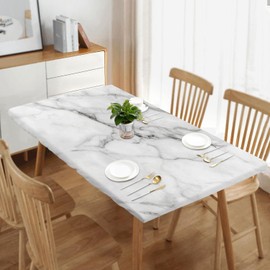 Love Home Day Fitted Tablecloth Elastic Edge Table Cover White Abstract Marble Art Waterproof Outdoor Table Cloths Grey Stone Nature Agate Tablecloth for Holiday Party Banquet Events 5ft Tables Decor