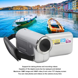 Annadue Video Camera Camcorder, 1080P HD 16 MP Camera Camcorder with 2.0 Inch Colour TFT Screen, 16x Digital Zoom Vlogging Camera for YouTube Party Travel (Silver)
