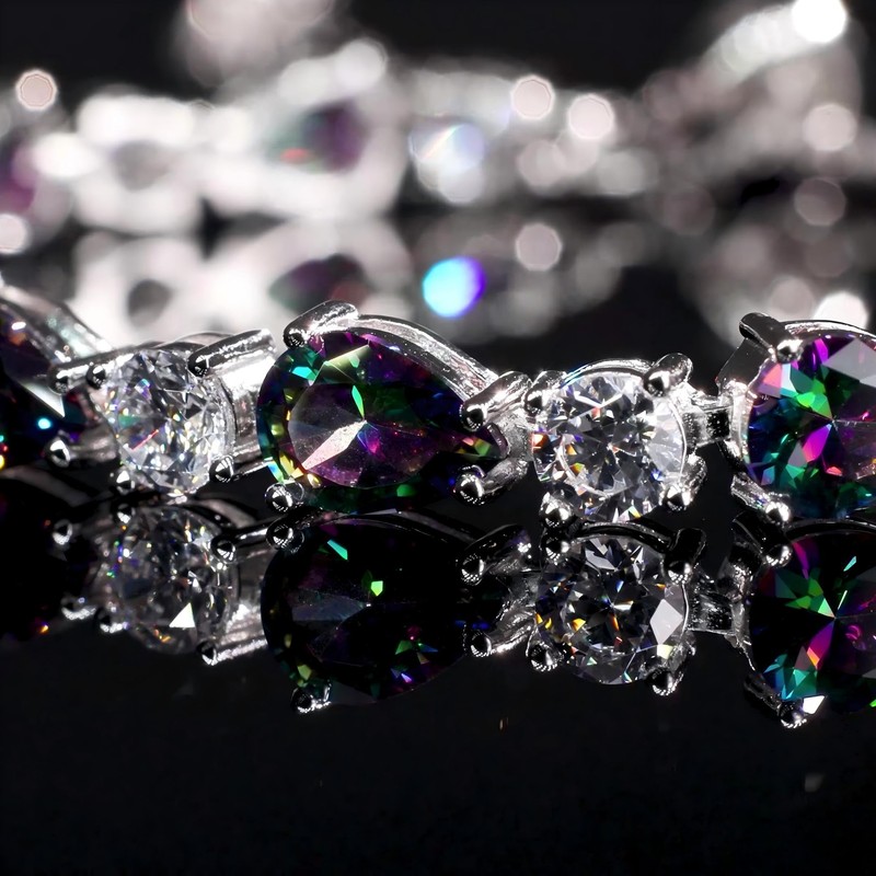 FANCIME Shine of Tears Sterling Silver Created Alexandrite Tennis Bracelet