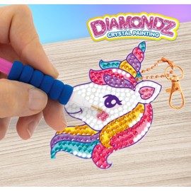 CRAZE DIAMONDZ Unicorn Keychains Set, DIY Diamond Painting Keyring Craft Set, Diamond Painting Children, 5 x Stencils & Accessories
