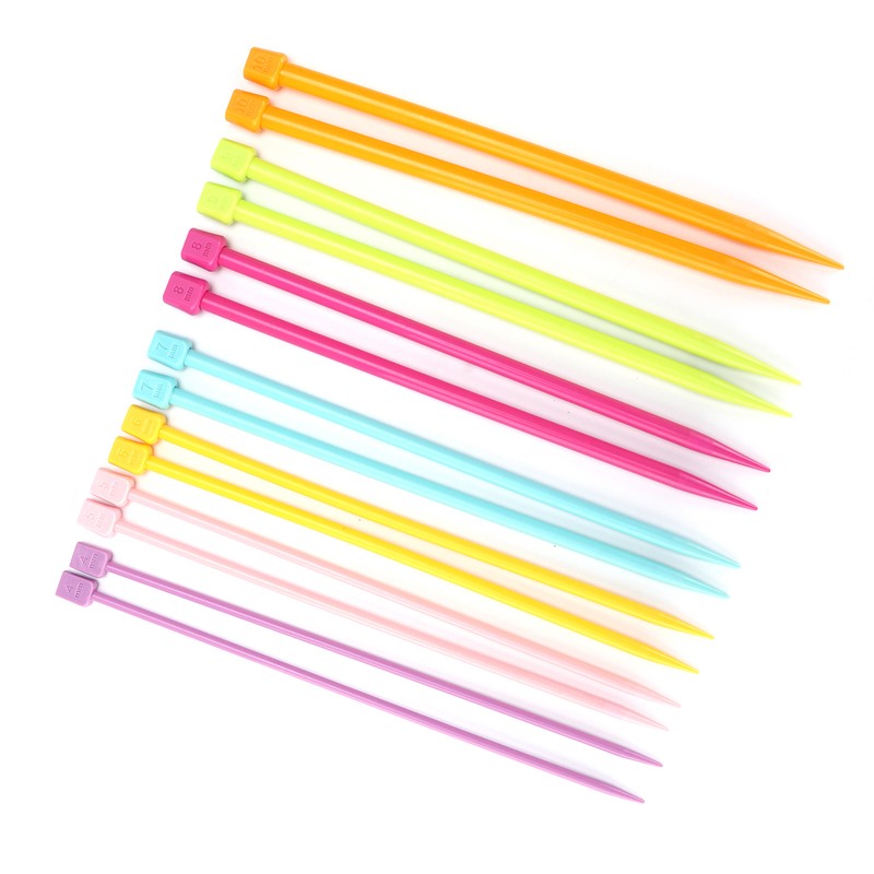 14 Pcs Knitting Needles Multicolour Portable 25cm Sweater Needle Plastic
