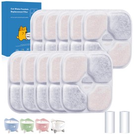 14-Pack Cat Water Fountain Filter Compatible With Catit Pixi Water Fountain Filter Replacement Triple Action Water Filter, 3 Pump Pipes 1 Hard Brush