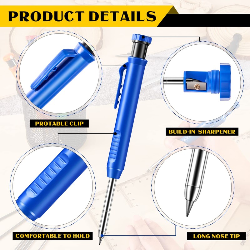 Sabary 10 Pcs Solid Carpenter Pencils with 60 Pcs 2.8mm