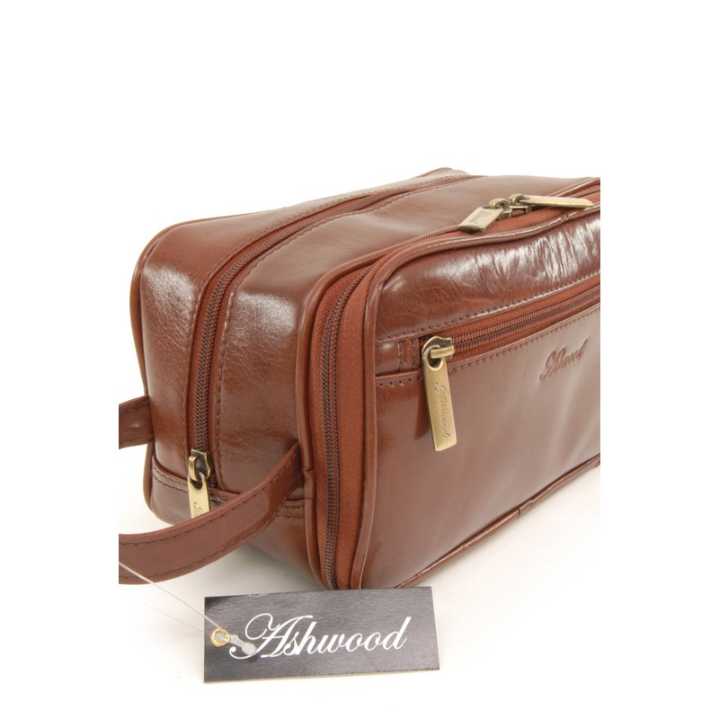 ASHWOOD - Men's Wash Bag/Shaving Bag/Travel Toiletry Bag - Genuine