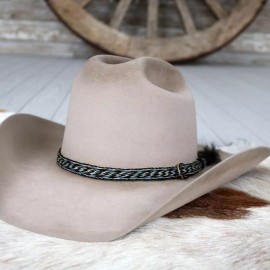 Willow Lane Hat Co. Blue Braided Horsehair Hat Band for Western Cowboy Hats, Fits All Styles - Frost