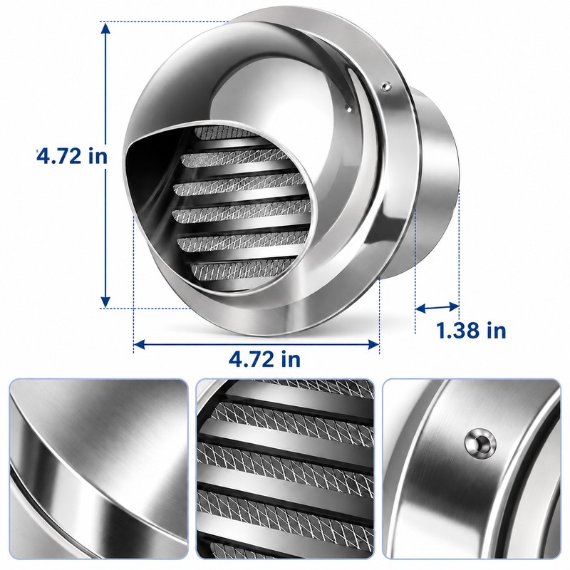 Stainless Steel Round Air Vent Grille – Wall & Ceiling