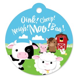 Farm Animals - Baby Shower or Birthday Party Favor Gift Tags (Set of 20)