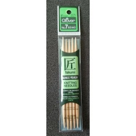 Clover TAKUMI 5" #7 Bamboo Knitting Needles 5pk NEW
