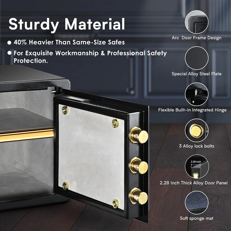 ADIMO Home Safe Box, 1.2 Cubic Feet Security Safe with