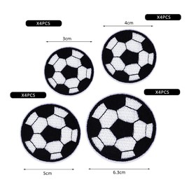 16 Pieces Football Embroidery Patches, Cartoon Football Fabric Stickers, Clothing Patches, Kids Cartoon Decoration, Washable Iron-on Patches, Replaceable, Reusable