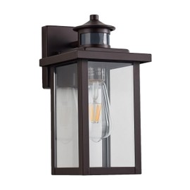 ACLand Oil Rubbed Bronze Motion Sensor Outdoor Wall Light Fixture, Dusk to Dawn Exterior Light Sconce with Clear Water Glass, Outside Light for House Entryway Porch