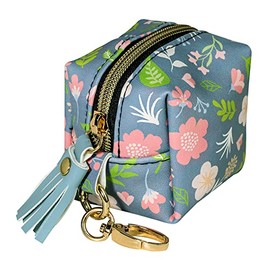 Smlpuame Pacifier Holder Case,Leather Pacifier Cover Charm Pod for Diaper Bag Stroller Purse,Holder 4 Pacifiers or Nipple Shield Case,Outdoor Travel Accessories,Easy to Clean(Flower,Grey)