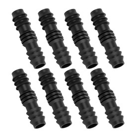 8PCS 1/2 Inch (16mm) Garden Barbed Connectors,Heavy Duty Drip Irrigation Hose Connectors Fitting Plastic Soaker Hose Pipe Straight Joiners for Agricultural and Garden Irrigation Systems Black