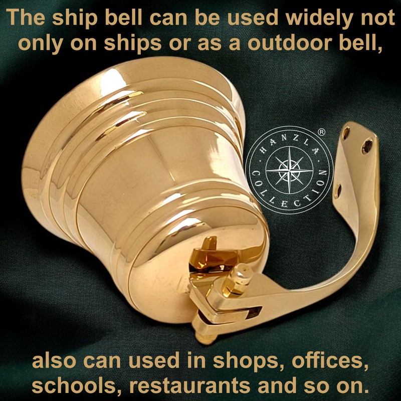4" Solid Polished Brass Bell Marine Nautical Wall Mounted Hanging