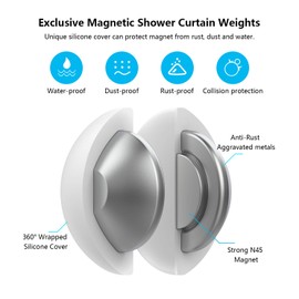4 Packs Shower Curtain Weights, Magnetic Silicone Wrapped Heavy Duty Premium Shower Curtain Liner Clips Added Weight, Work for Drapery, Tablecloth, Flag - 4 Pack(White)