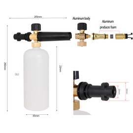 XFLYP Adjustable Foam Cannon, 1 Litre Foam Bottle Lance Adjustable Soap Dispenser with K Series K2 K3 K4 K5 K6 K7 Pressure Washer Foam Gun Soap Dispenser for Car Wash
