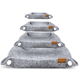 MIQIO® Design Premium Felt Bowls with Press Studs - 3 + 1 Set - Square Felt Storage Basket - Foldable Utensilo Bowl - Light Grey