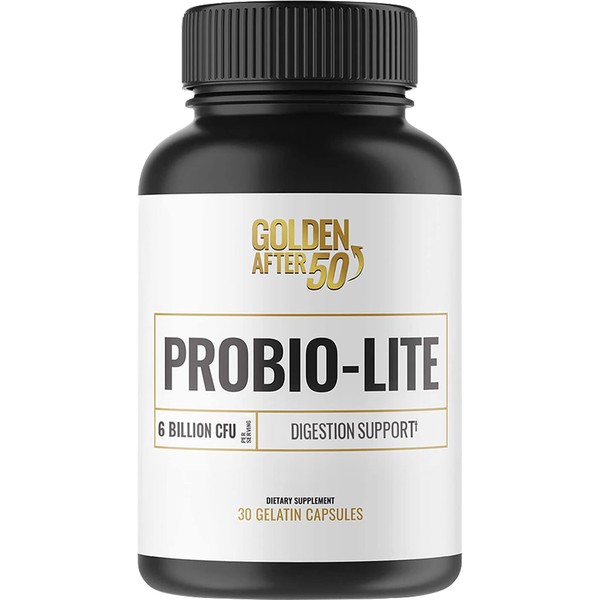 Golden After 50 Probio-Lite - for Gut Health and Digestion Support - Probiotics for Men and Women - 30 Gelatin Capsules - Probiotics for Occasional Heartburn, Gas, Indigestion
