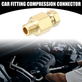 Partuto 1 Pc M8x1 Universal Brass Fitting Compression - Car Fitting Connector Adapter Fit 6mm - Brass Gold Tone
