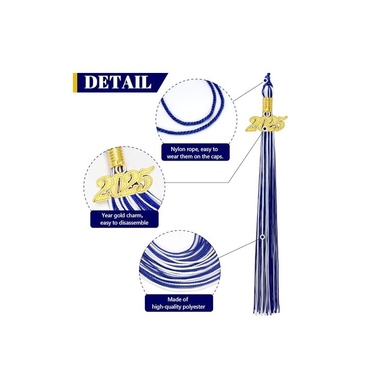 2025 Tassel Graduation White and Blue Graduation Tassel 2025 with