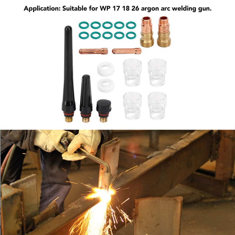 23Pcs TIG Welding Accessory Set Glass Cup Connector Electrode Clamp
