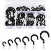 vsshe 75PCS 6 Size Set Cup Hooks Screw, Black Plastic