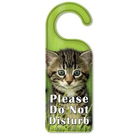 Art Plates Do Not Disturb Door Knob Hanger Sign - Kitten in The Grass