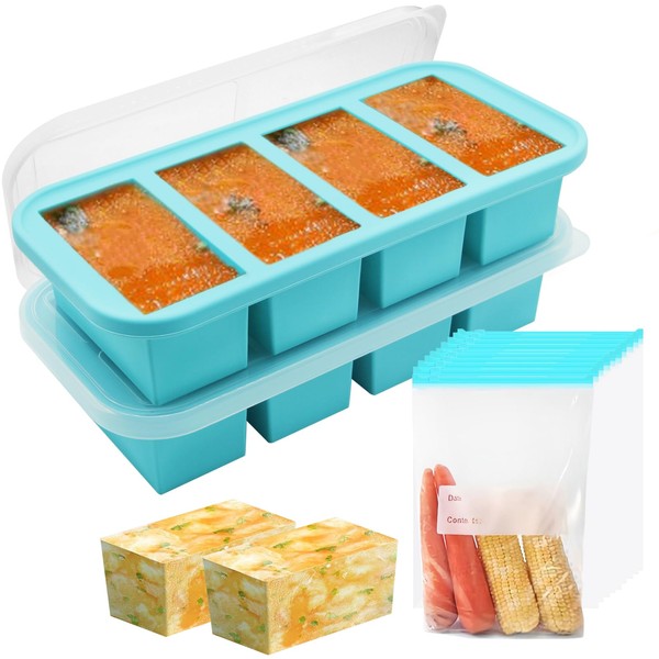 Silicone Freezer Tray With Lid-Soup Freezer Container molds-Large Ice Cube