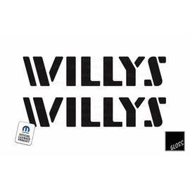 Decal Mods Black Gloss Willys Hood Graphic Decal Sticker fits Jeep Wrangler JK & JL (2007-2024) Black Gloss (Set of 2) | SJ1G7