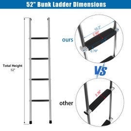 OUTPRIZE 57" RV Bunk Ladder, 4 Wide Step Aluminum Camper Bunk Bed Ladder with Anti-Slip Rubber Foot Pads, Sliver