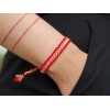 Boho Woven Bracelet, Red Bracelet, Slim Anklet, Friendship Bracelet, Dainty
