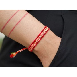 Boho Woven Bracelet, Red Bracelet, Slim Anklet, Friendship Bracelet, Dainty