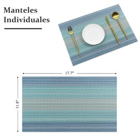 Manteles Individuales para Mesa 6 Piezas, Tapetes para Mesa de Comedor Antideslizante, Resistente al Calor, Individuales para Mesa PVC,Fácil de Limpiar y Lavable,para el Restaurante,Cocina,Hotel(Auzl)
