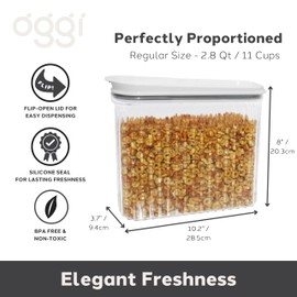 OGGI Fluted Airtight Food Storage Containers - Large Cereal Containers Storage, Rice, Cereal Dispenser, Snacks, Pasta Containers Storage - 2.8qt / 2.6lt