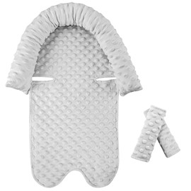 Car Seat Head Support Infant Baby Carseat Head Support & Strap Covers for Newborns Ultra Soft Minky Dotted Fabric Infant Car Seat Insert Perfect for Baby Carseats, Strollers, and Bouncers