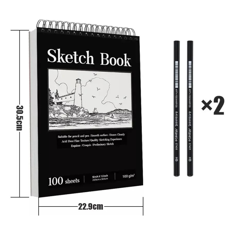 Cc Cuaderno De Dibujo Y Bocetos A4 + Cuaderno De