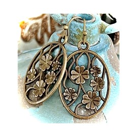 Bronze Etched Flower Earrings Bloom. Jewelry Earrings for Women #3298FE78