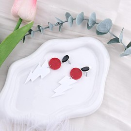 70s 80s Multilayer Tassel Neon Earrings Vintage Acrylic Earrings Geometric Lightning Bolt Earring for Women Colorful Drop Dangler Lightweight Earring Retro Hoop Ear Pendants Hypoallergenic