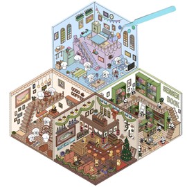 4Sets DIY 3D House Stickers Set Make Your Own Sticker Supermarket Coffee Shop Restaurant Bookstore 3D House Sticker Set Funny Cartoon Scene Stickers for Relief Stress Pass The Time (B)