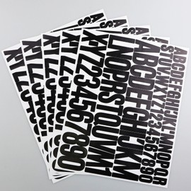 5 Sheets Letter Number Stickers, Luenhego 5 Sheets 1 Inch & 2 Inch Capital Alphabet Numbers Stickers for Scrapbook, Mailbox, Crafting, House Number - Black
