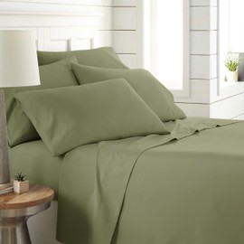 Vilano Springs, 6-Piece, 21-Inch Extra Deep Pocket Sheet Set, Premium Quality, Easy Care, Shrinkage Free Sheet Set with 1 Flat Sheet, 1 Fitted Sheet, 4 Pillowcases, Sage Green, California King