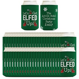 Customized Christmas Can Coolies Let's Get Elfed Up Your Text Christmas Party Decorations Office Christmas Party Favors 48 Pack Can Coolie Drink Coolers Coolies Christmas