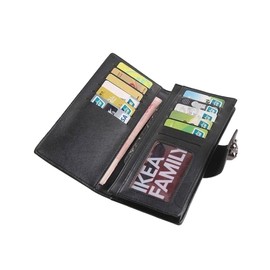 Shinywear Women's Black Long Skull Studded Purses Genuine Leather Card Holder Wallet